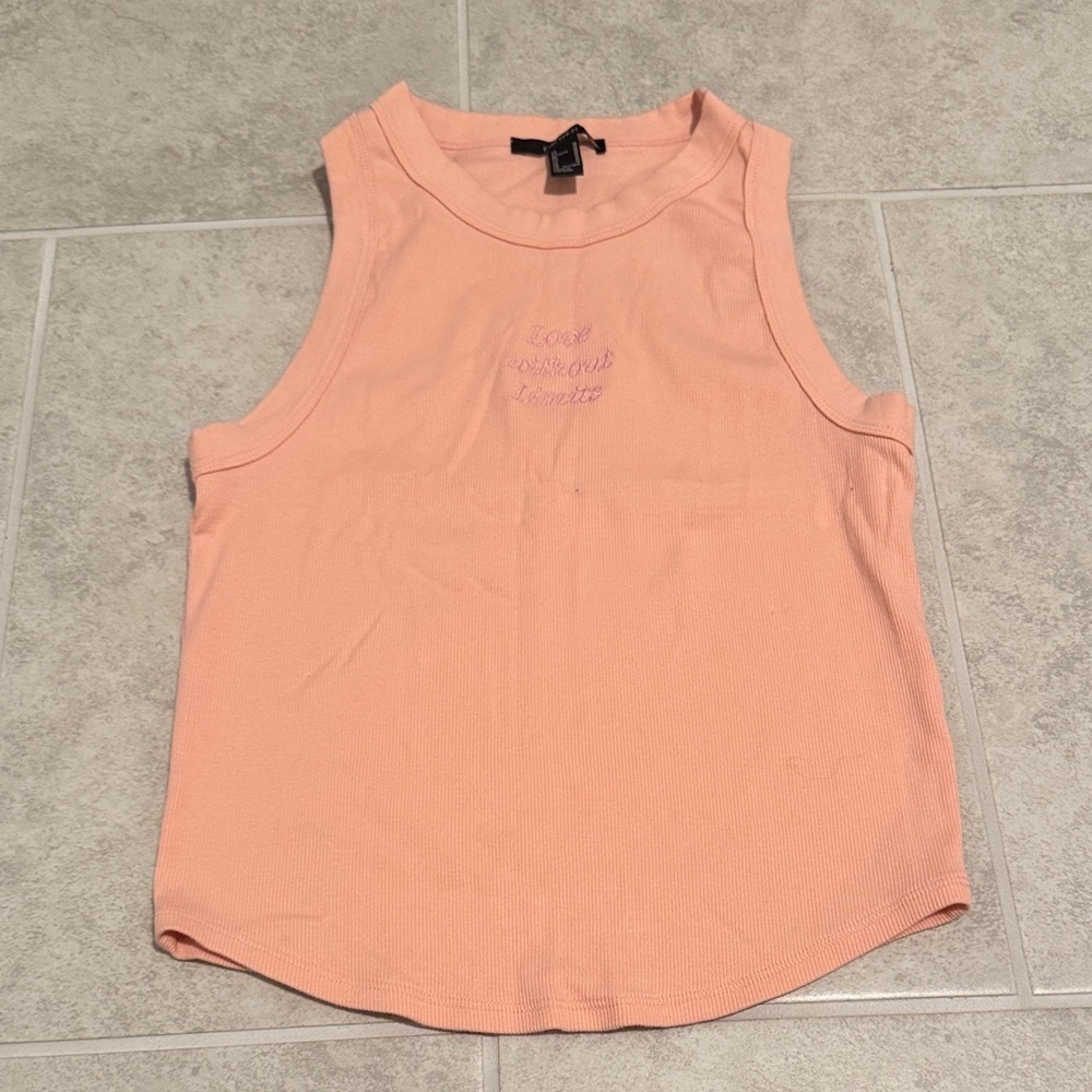 Forever 21 Peach Tank Top with Embroidery